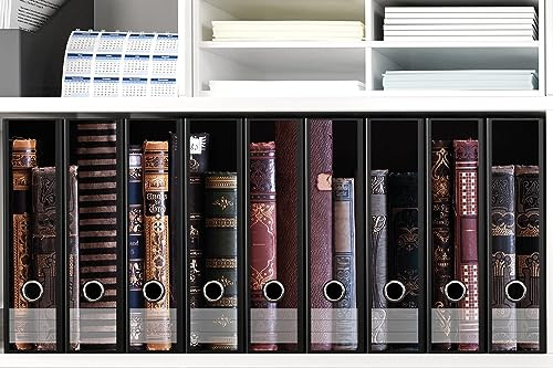 Wallario Ordnerrücken Sticker: Bücherregal mit Alten Büchern - Größe 54 x 30 cm, passend für 9 breite Ordnerrücken