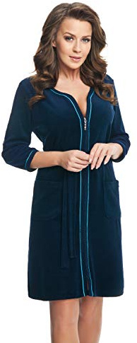 DOROTA Trendiger und gemütlicher Damen Baumwoll-Bademantel, Made in EU, Verschiedene Ausführungen