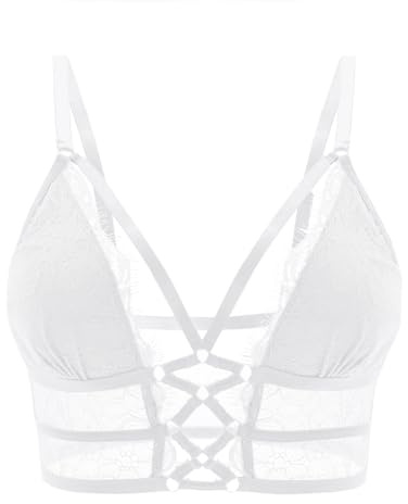 Buitifo Reggiseno da Donna Cami Criss Cross Ciglia Crop Top Reggiseno Sexy Gilet Bralette Busiter Lingerie(Bianco,S)