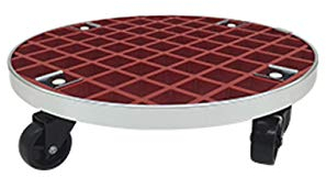 Pflanzenroller Outdoor mit Bremse, Blumenroller Rund Außenbereich und Innenbereich, Pflanzenroller GFRP mit Softrollen für Parkett,Rot,40cm