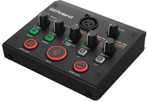 Roland UVC-02 Web Presentation Dock – Einfach zu bedienender Anschluss-Hub für den Einsatz Einer hochwertigen Kamera und eines professionellen Mikrofons in Einer Webkonferenz-Software., Schwarz