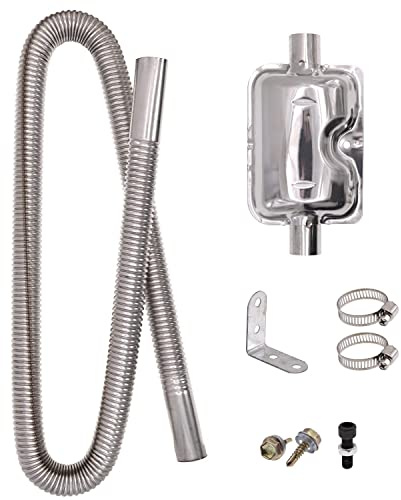 Casoter 120cm Stainless Steel Exhaust Pipe Set,Stainless Steel Pipe Silencer Flexible Tail Pipe Diesel Gas Vent Gas Exhaust Hose for Air Diesel Parking Heaters, Heater Kit, Car Heater Accessories