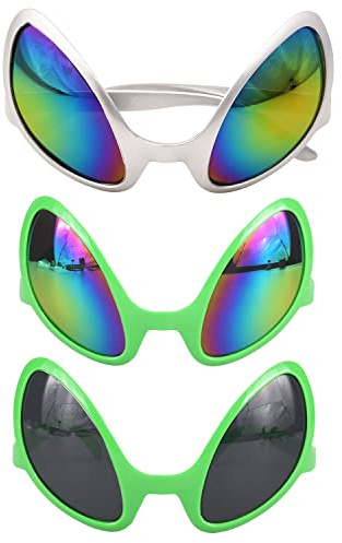 Lezevn 3 Pieces Alien Glasses Alien Costume Sunglasses for Halloween Christmas Alien Party Favors Accessories