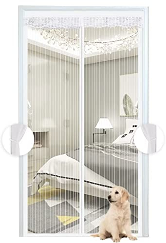 Phantasy® Weiß Fliegengitter Balkontür, Magnet Moskitonetz Tür Vorhang Insektenschutz für Balkontür, Terrassentür Kinderleichte Klebemontage Ohne Bohren, 90x200 CM