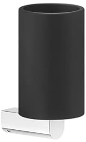 Gessi Rilievo, portabicchieri a muro, tazza nera opaca, tazza saldamente fissata, 59508, Colorazione: cromo