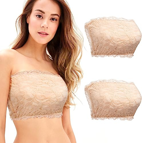 Kiiwah Bandeau Soutien Gorge Dentelle pour Femme et Fille, Top Bandeau Invisible sans Bretelles Soutien Gorge Brassiere Femme en Dentelle pour Quotidien, Sommeil, Yoga