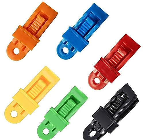 JOCXZI Wind Rope Buckle Tent Clip, Tarpaulin Clips, Tent Clip, Plastic Awning Clamp, Multi-Colour, Clips, Multifunctional, with Strong Locking Handle and Eyelets, Mounting Clips for Tent/Awnings