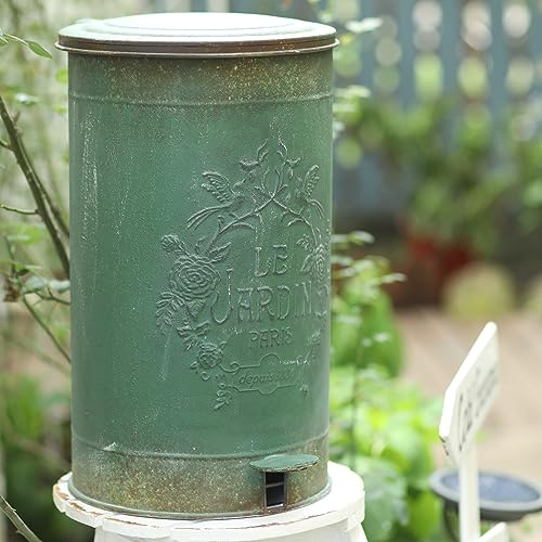 Z&Z ornamentorum Cubo de basura de cocina grande de 17 l, cubo de basura retro con pedal de hierro para interiores y exteriores, eliminación en el jardín, gran capacidad, cubo de basura de cocina