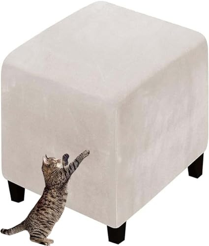 Hockerbezug Quadratisch/Rund 40x40/45x45/50x50cm Gray Stretch Ottoman Bezug Jacquard Velvet Fußhocker Bezug Luxuriöser Hockerabdeckung Waschbar Hocker Protector ( Color : A22 , Size : 40x40cm/15.7x15.