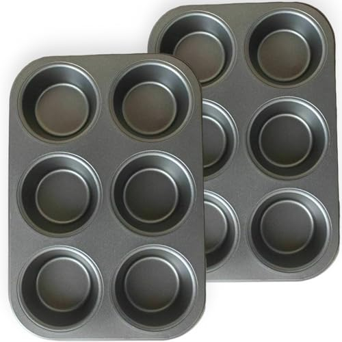 KasaBona Deep and Jumbo Muffin Tray 6 Cup Large Silicone Muffins Pan, Non-Stick Giant Cupcake Tin, Silicon Bakeware, Baking Case, Baking Mould for Yorkshire Pudding, Bun, Cupcakes