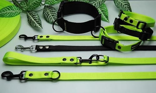 Schlauchgurt Leine 20mm x 2m ohne Schlaufe Trainingsleine Führleine (Schwarz, Karabiner: Schwedenhaken (Schwarz))