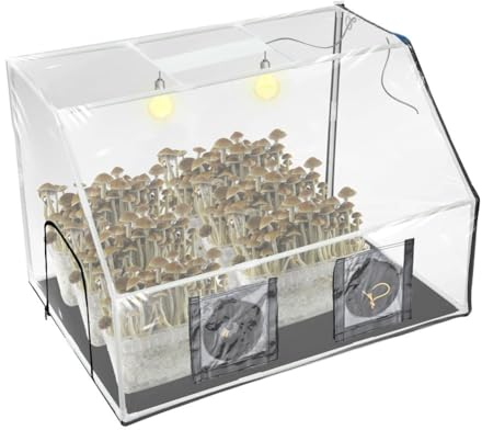 SUCRFXJ Still Air Box Pilzmykologie, tragbares mit 2 Sprühgeräten und Thermometer, 90 x 60 x 60 cm Pilzpflanzbeutel, Zelt