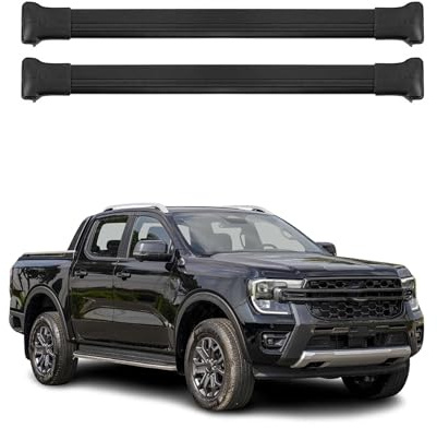 OMAC Barres de Toit en Aluminium pour Ford Ranger T6 P703 2022-2026 – Charge Max 75 kg – 2 Barres Noir