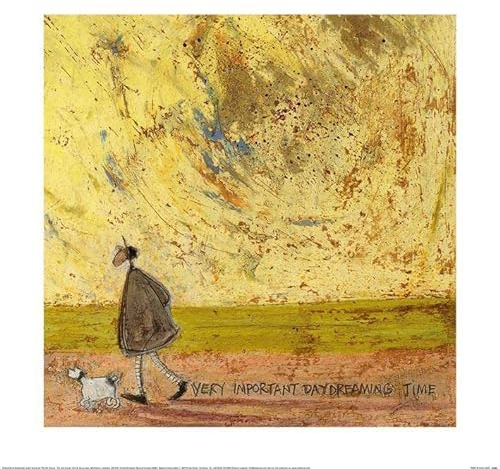 Sam Toft - Poster Very Important Daydreaming Time (40 cm x 40 cm) (Gelb/Grün/Braun)