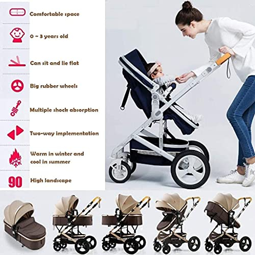 Reise-Kinderwagen für Neugeborene, Kleinkinder, Kinderwagen, Kinderwagen, kompakte Buggy-Kinderwagen, tragbarer Kinderwagen, stoßfest, mit Aluminiumrahmen für Baby G (Goldrohr)