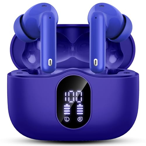 Btootos Écouteurs Bluetooth 5.3, Écouteur sans Fil avec 4 ENC Réduction Antibruit Mic Casque Bluetooth Hi-FI Son Stéréo, 36 Heures Durée de Lecture, IP7 Etanche, Écran LED, Contrôle Tactile
