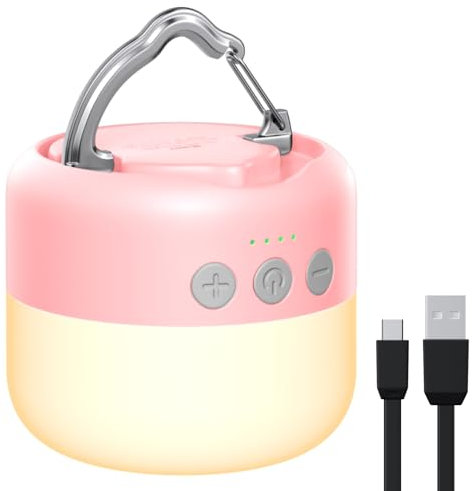 ZMNT LED Camping Lantern Rechargeable 1000LM, Up to 320H Running Time Camping Tent Light, 6700mAh Emergency Light for Hurricane, Power Outages, Home, Hiking, Water-Resistant Pink
