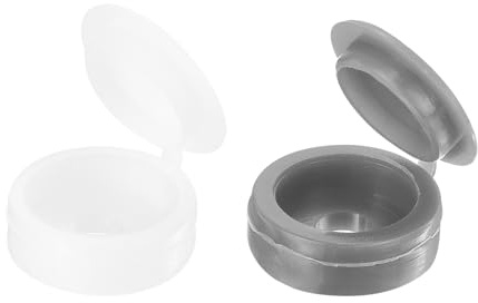 sourcing map 100pcs Screw Cover Caps, 4mm Plastic Hinged Screw Caps Fold Screw Snap Covers for Covering Screw Head (White and Grey)