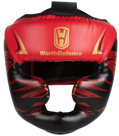 Chaoyilian Karate Taekwondo Kopfschutz,Taekwondo Sparring Kopfbedeckung,Box kopfschutz,Karate Box kopfschutz,Leder Boxhelm,Hoher Schlagdämpfung,Für Kampfsport MMA Boxen Kickboxen Sparring.