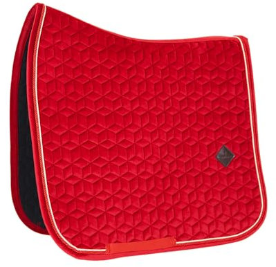 Kentucky Horsewear Satteldecke Velvet Dressur Cob – Rot Schabracke – Dressurform mit Doppelkordel – Atmungsaktiv – Maschinenwaschbar