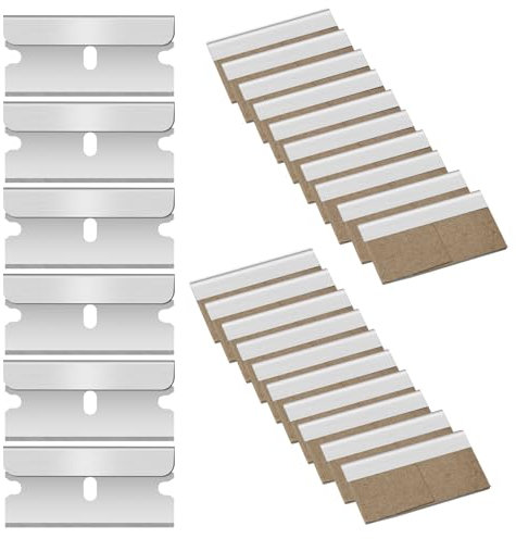 Flintronic 20 Pezzi Lame di Ricambio per Raschietti, per da 40mm Raschietti, Lame a in Acciaio Inox, per Pulito, per Vetro per Cucina e casa, Colla, Colore, Decalcomanie, Piano Cottura e Forno