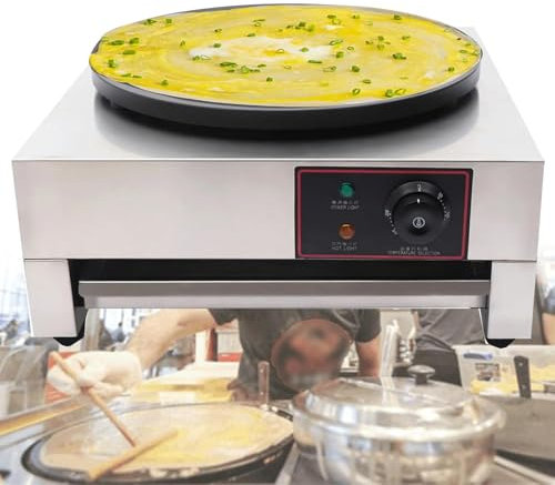 JJENXYYDS Catering Crêpière Electrique avec spatule en Bois et Appareil à crêpes Complet en Acier Inoxydable,température réglable de 50 à 300 °C,pour crêpes, Pancakes, omelettes