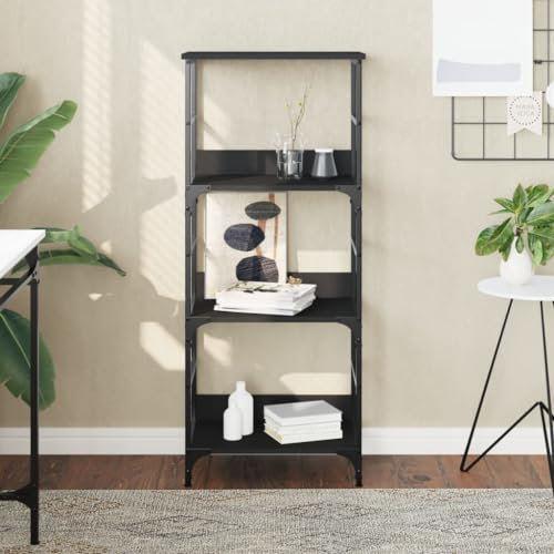 Iiaky Bücherregal Regale FüR BüCherregale Book Shelf Regale BüCherregal Schwarz 50x33x117,5 cm Holzwerkstoff