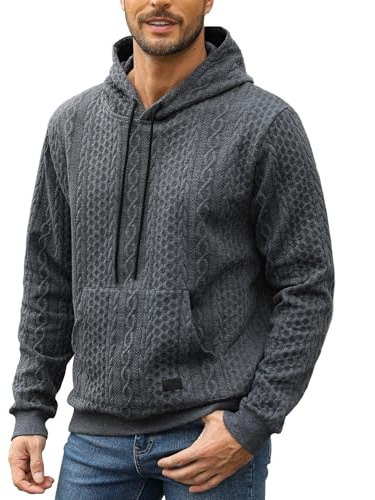 Zetieny Sweat à Capuche Homme Pull Homme Manches Longues Couleur Unie Sweatshirt pour Hiver et Automne