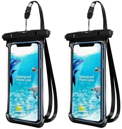 XFYESL Tauchtasche wasserdichte Hülle für Telefon Unterwasser Schnee Regenwald Transparente Trockentasche Schwimmtasche Große Handyhüllen wasserdichte Gepäcktasche(2pcs Black case)