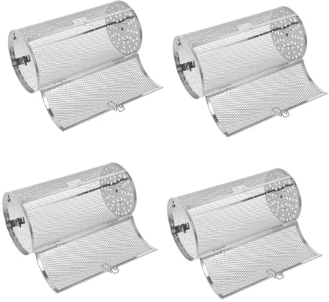 YARNOW 4 Stück Grillrost aus Edelstahl edelstahlgrill schwenkgrill Backkäfig für Elektroöfen dreh Grill Air Fryer Stapelgestell Liner Grillgerichte Kabob-Grillkorb Rostfreier Stahl Silver
