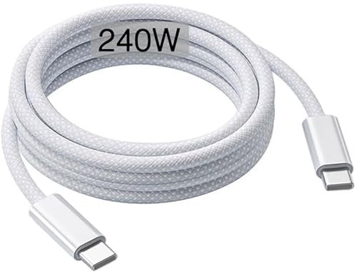 240W USB-C Charge Cable 2m, 6ft USB C to USB C Cable, Fast Charging Cord for Macbook Pro/Macbook Air, iPad Pro 12.9/11, iPad Air 5th/4th, Mini 7th/6th, iPad 10th, iPhone 17/16/15/16e/Pro Max/Plus Lead