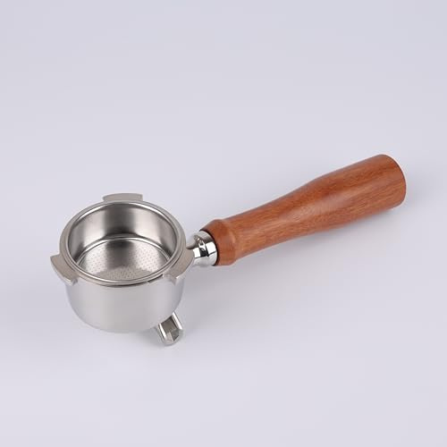 CAPFEI Portafiltro 51 mm 3 orejas con doble caño solo compatible con Delonghi Dedica EC680/EC685/EC785/EC820/EC850/EC860 | cesta de filtro de acero inoxidable con mango de madera
