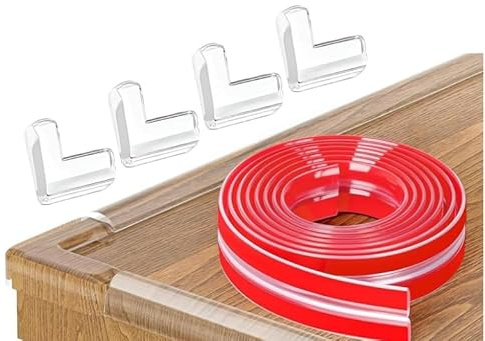 4m Kantenschutz Baby Transparent, Selbstklebend Klebestreifen Kinder mit 4 Eckenschutz, Silikon Eckenschutz Baby, Weich Tischkantenschutz Kindersicherung, Baby Kantenschutz für Schubladen Glastisch