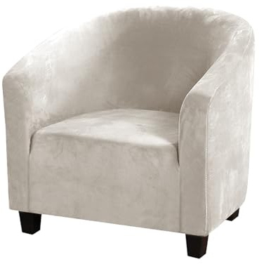 HOMECOVER Club Chair Slipcover Fåtölj Stol Slipcovers Sammet Ledstångskast Stretch överdrag Till Fåtöljer Fåtöljöverdrag För Vardagsrum Matsal Bar-beige-small