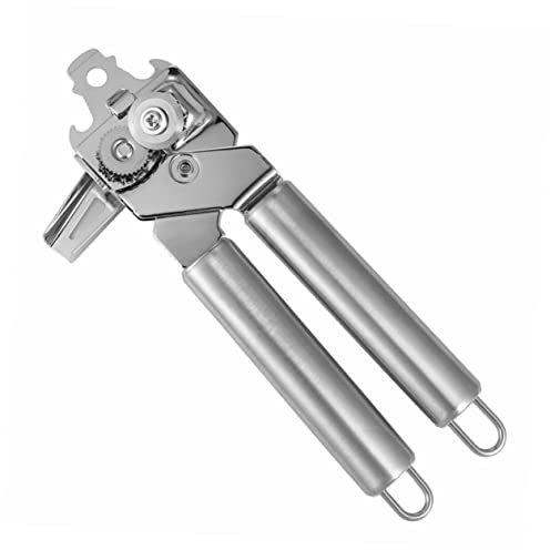 PRETYZOOM Abridor de Latas Profesional de Acero Inoxidable, Multifunción Tres en Uno, Seguro y Suave para Personas Mayores, Portátil para Cocina y Comedor, Utensilio Manual Resistente y Ligero