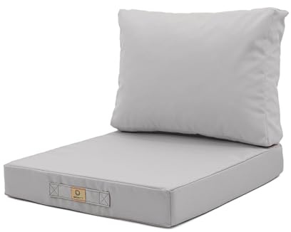 deco arts Coussins pour Salon de Jardin Déhoussable - Coussins extérieur - 50x60 cm - Coussin de Remplacement pour Fauteuil, Banc & Chaise d'extérieur - Imperméable & Confortable - Gris Galet