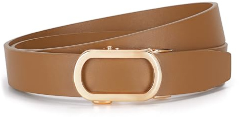 JasGood Ceinture à cliquet pour femme - Largeur : 3,1 cm - En cuir - Avec boucle coulissante dorée