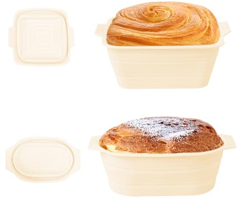 CHENKEE Gärkörbchen für Brot，2 Stück Silikon Gärkorb，Gärkörbchen Oval und Gärkorb Quadratisches,Gärkörbe für Die Brotgärung,für Alle Brotsorten