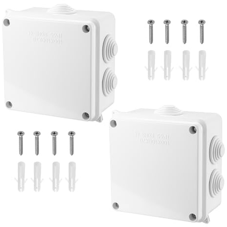 Aoyfuwell 2 Stück Anschlussdose Wasserdicht IP65, Anschlusskastenoberfläche, (weiß) Elektrotechnik, ABS Kabelverbindungsbox für Elektro Anschlusskastensteuerung -100 mmx100 mmx70mmmm