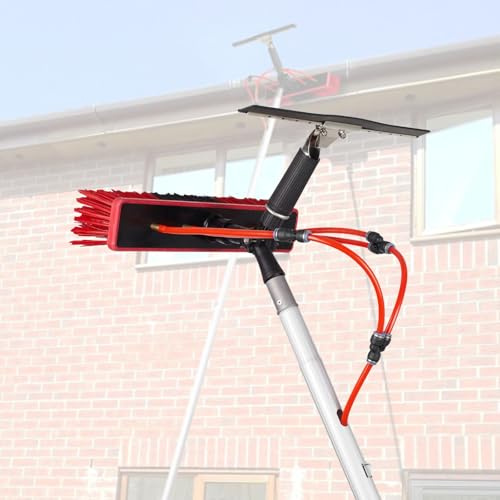 HSHBGS Spazzola Telescopica con Alimentazione ad Acqua, Kit Pulizia Pannelli di finestre, Spazzolone per Pannelli fotovoltaici, Spazzola telescopica per Lavaggio Auto, Camper(35cm,10ft(3m))