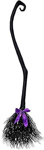 Halloween Hexenbesen, Hexen Besen 137 cm, Halloween Reisigbesen Strohbesen Witch Broom Hexe Accessoire, Kinder Rollenspiel Maskerade Zubehör, Für Kinder Erwachsene Party Dekorationen