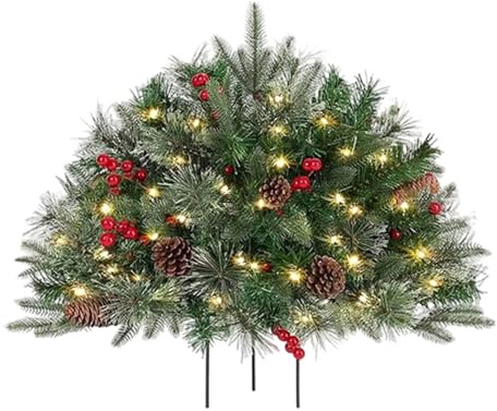 Arroopu Outdoor Weihnachtsbaum Urnenfüller,Weihnachtsdeko Outdoor Terrasse,Funkelnde Zweige Deko für Festtage Garten Tisch Friedhof Weg | Winterliche Außendekoration für Herbst und Winter