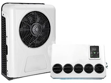 Climatiseurs pour Camping-cars Climatiseur électrique de stationnement tracteur, 12V Camper Van Car Automotive Split Air Conditioning 24V(White 12V)