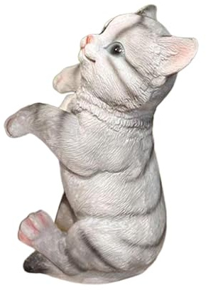 Fenteer Statue Animal de Jardin Pot Suspendu Figurine Hugger Résine Sculpture Vase Suspendu Décor Bord Bonsai Collectible Ornement Adapté pour Salon Bureau Ha, Chat