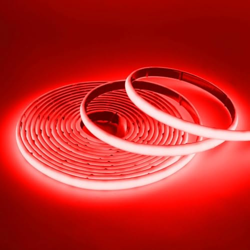 Wisada 3M COB Neon Streifen, 12V Wasserdichte IP68 Selbstklebendes Band, 320LEDs/m Superhell Flexibler Rot COB Neon LED Band, rot/weiss 2-adrig LED Lichterketten für Außen, Terrasse, Aquarium