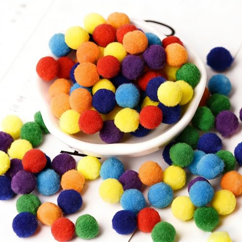 Gleemix Mini Pompons zum Basteln, 200 Stück 1.5cm Bunt Mini Verse Kugeln Pompoms, Wattebällchen Pom Poms Für Handwerk, Für Ostern Konfetti Kostüm Kinder Filzkugeln Pompons Bälle, Lustige Basteln & DIY