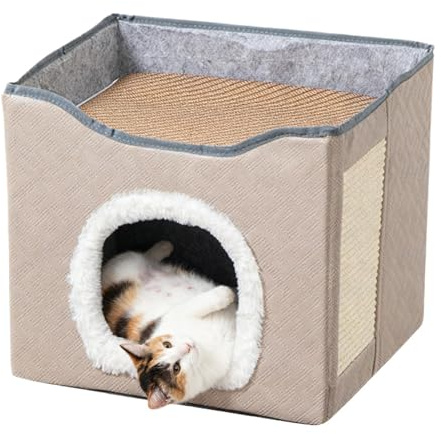 Varm kattgrotta – tvättbar kattungesäng ¦ 40 x 34 x 33 cm katttält för säker värme, mjuk plysch för husdjursbur, sovskydd för husdjur isolerat hus, grottkudde för små djur
