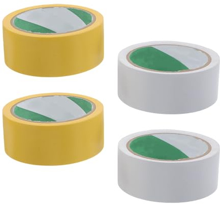 YARNOW Nastro di Marcatura Campo Sportivo 4Cm Giallo e Bianco Set 4 Pezzi per Palestra e Allenamento Nastro Adesivo Resistente Intemperie per Linee Temporanee Campi da Gioco Outdoor e