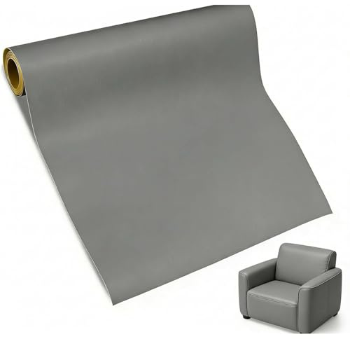 Parche de Cuero, 60 x 137cm, Cuero Adhesivo, Parches para Sofa Polipiel, Cuero Adhesivo para Tapizar, Parches de Cuero Adhesivos, para Sofá, Muebles y Chamarra, Asiento de Coche (Gris Oscuro)