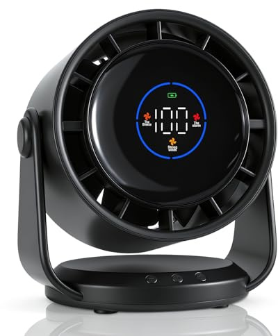Ventilador de Escritorio Recargable,Ventilador Personal Portátil Ultrasilencioso con Batería,105° Ajustable y Montable en Pared,Ventilador Refrescante Digital para Dormitorio Oficina Viaje Hogar | Ultra silencioso, recargable, ventilador para dormitorio y oficina, 105° ajustable a pared, batería de larga duración